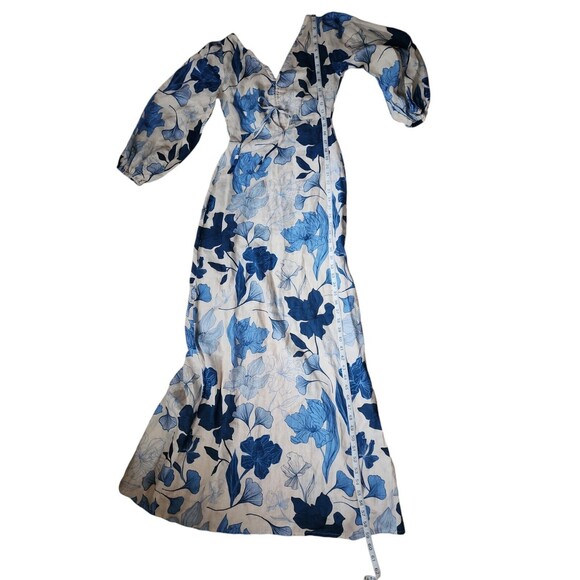 Encantadore Simone Pangui Linen Floral Maxi Dress Womens S V-neck Coastal Resort - Picture 8 of 10